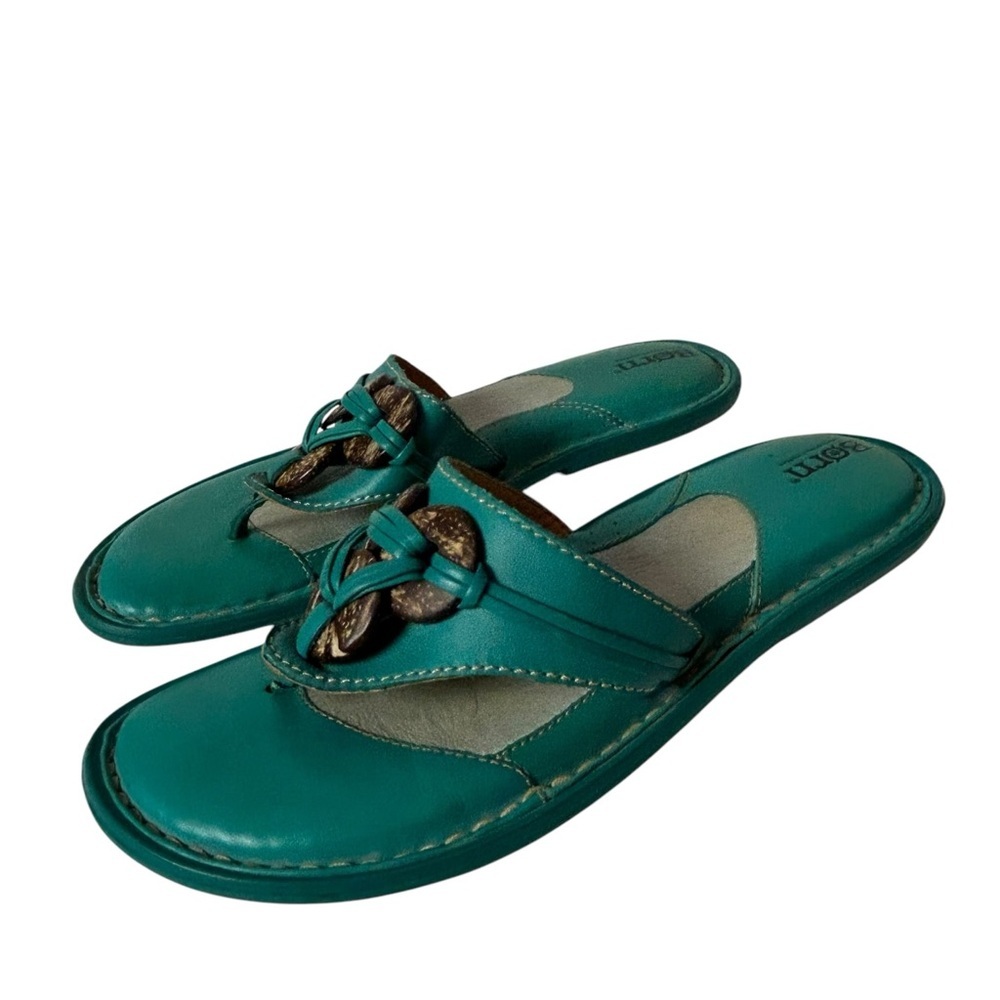 Born handcrafted footwear thong sandals leather turquoise size US 8 EU 39 - Picture 5 of 8